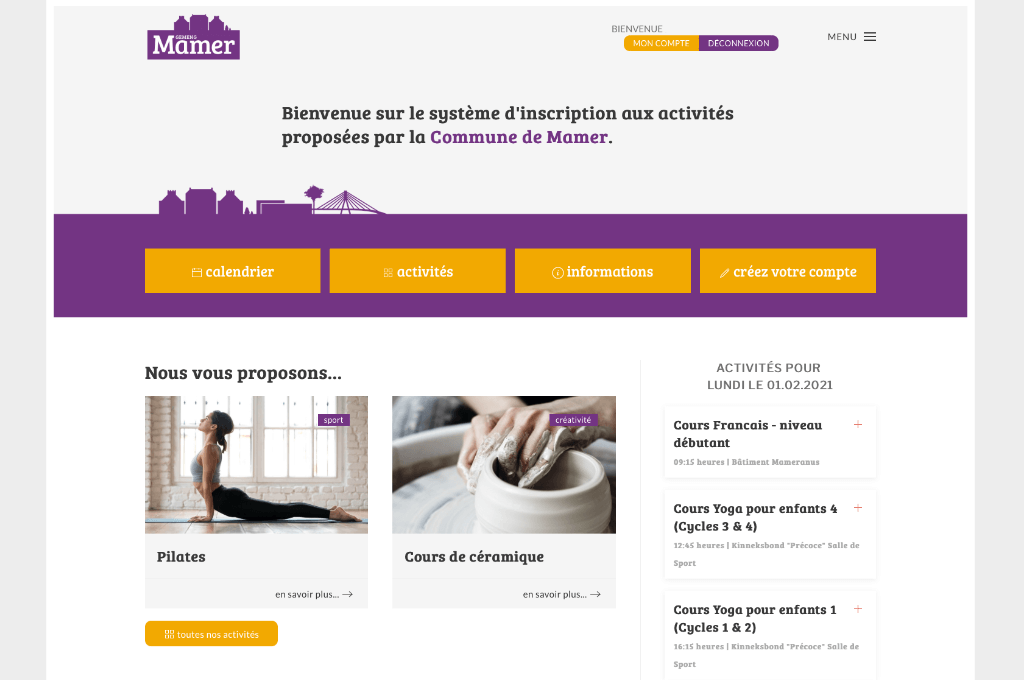 inscription aux activit&eacute;s - Commune de Mamer Website